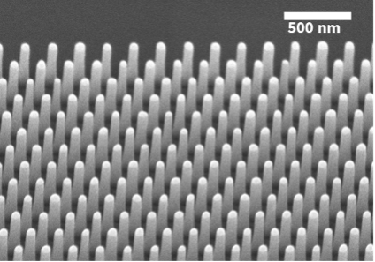 SEM image of resulting pillars fabricated in silicon.